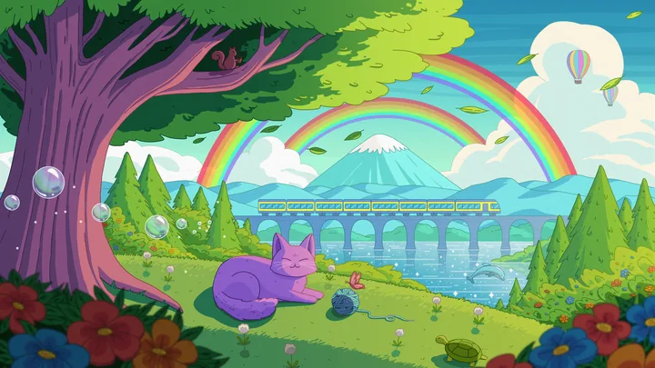 Happy Place, widescreen artwork by Purrple Cat (2024)