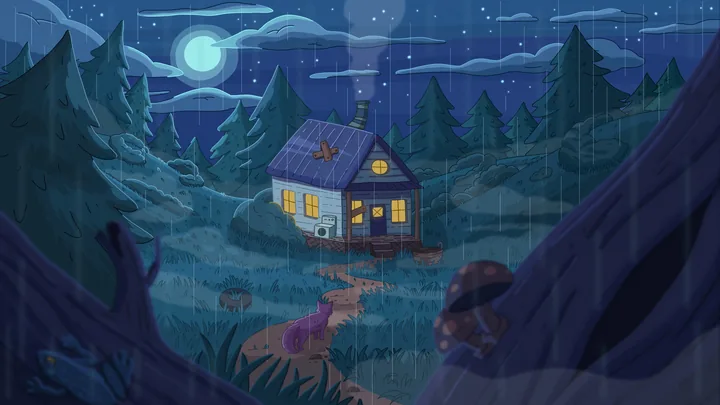 House in the Woods, widescreen artwork by Purrple Cat (2021)