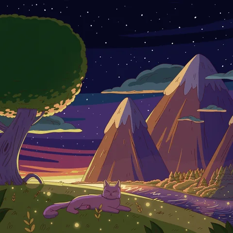 Mellow Skies, album cover artwork by Purrple Cat (2020)