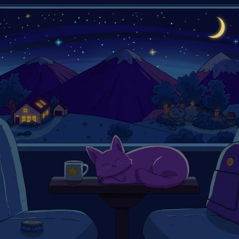 Night Train, album cover artwork by Purrple Cat (2023)