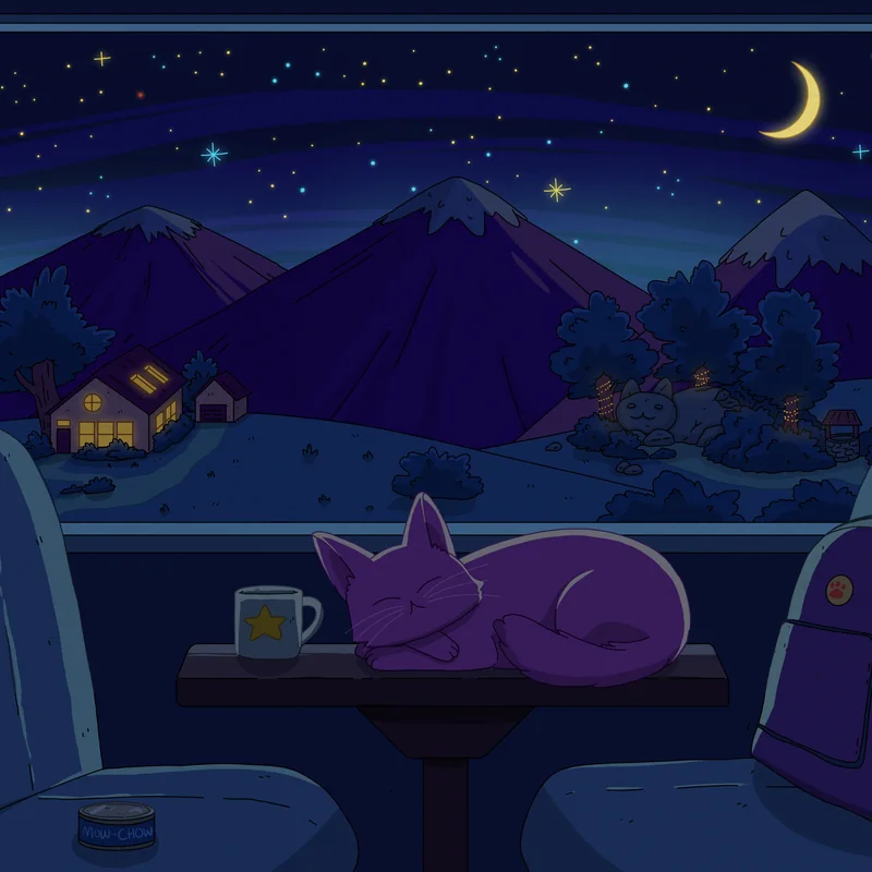 Night Train, album cover artwork by Purrple Cat (2023)