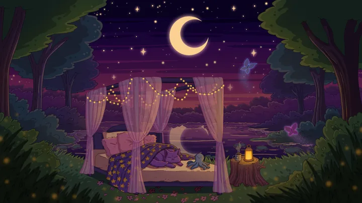 Sleep Tight, widescreen artwork by Purrple Cat (2025)
