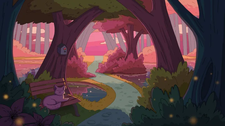 Tranquil Trails, widescreen artwork by Purrple Cat (2023)